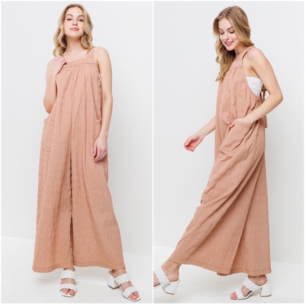 Boho Back Tie Wide Leg Jumper Jumpsuit - Picture 2 of 3